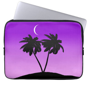 Palm Tree Silhouette on Twilight Purple Laptop Sleeve