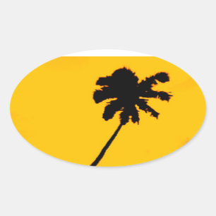 Palm Tree Silhouette Oval Sticker