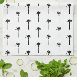 Palm Tree Silhouette Pattern Coastal Travel Chic Tea Towel