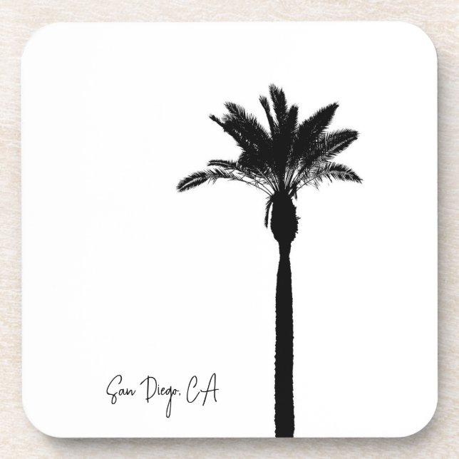 Palm Tree Silhouette San Diego CA Own Text Coaster (Front)