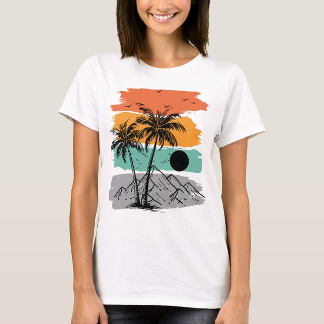Palm tree silhouette summer  T-Shirt (Front)