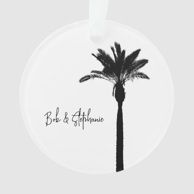 Palm Tree Silhouette Travel Coastal Modern Chic Ornament (Front)
