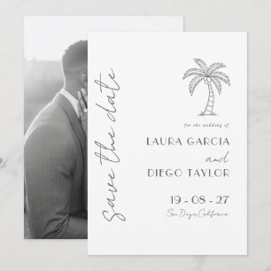 Palm Tree Simple White Wedding Save The Date