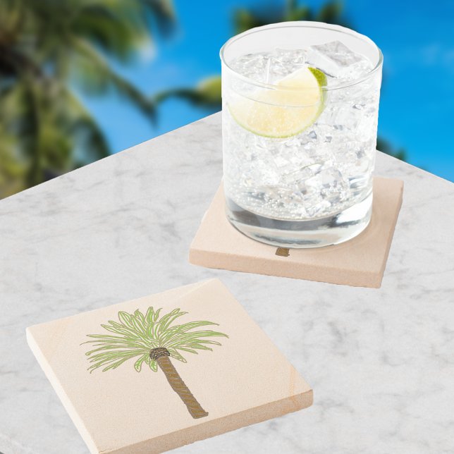 Palm Tree Sketch Stone Coaster (Creator Uploaded)