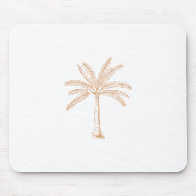 Palm Tree Sketch Tan Mouse Mat (Front)