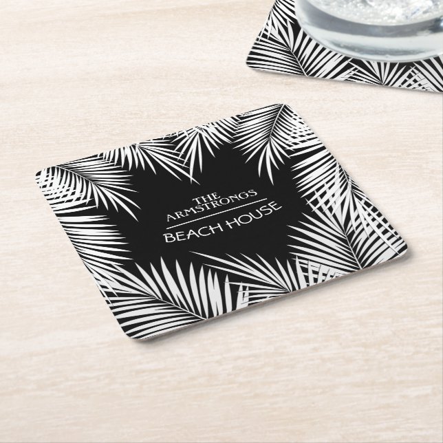 Palm Tree Square Paper Coaster (Angled)