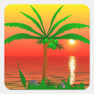 Palm Tree Square Sticker