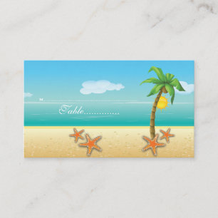 Palm tree & starfish beach wedding place card
