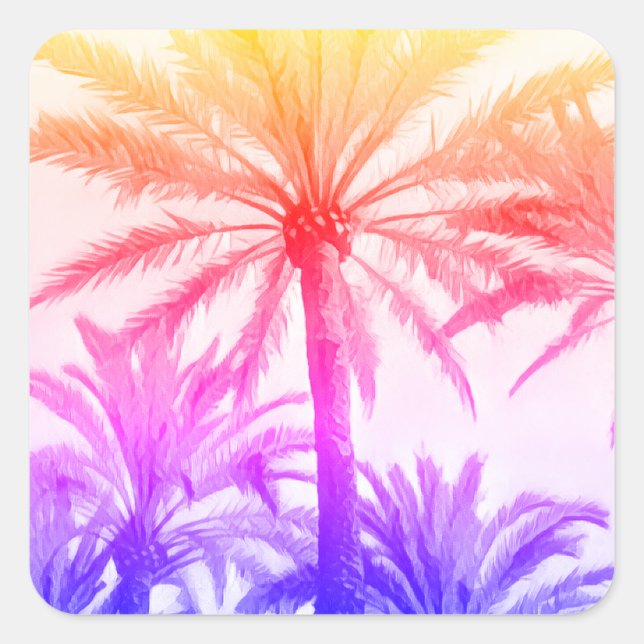 Palm tree sticker pink tropical retro 80's vibe  (Front)