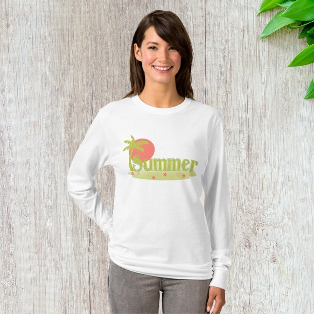 Palm Tree Summer with Sun and Beach T-Shirt (Creator Uploaded)