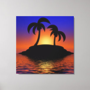 Palm Tree Sunrise Canvas Print