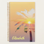 Palm Tree Sunrise Personalised Planner<br><div class="desc">We took our original Beach Sunrise design and added a tropical palm tree cutout shape,  along with a simple gradient background for a cool island theme. We added personalised text so you can make it your own!</div>