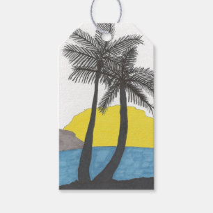 Palm Tree Sunrise Silhouette Gift Tags