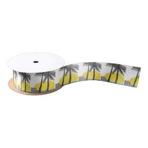 Palm Tree Sunrise Silhouette Satin Ribbon