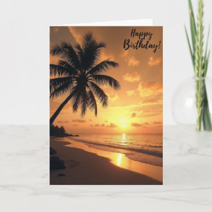 Palm Tree Sunset Birthday Card