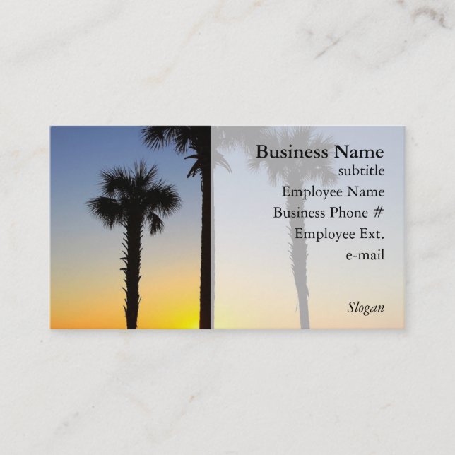 Palm Tree Sunset Business Cards (Front)