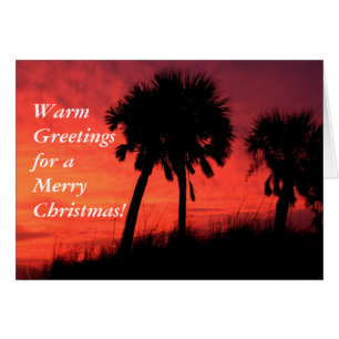 Palm Tree Sunset Christmas Card - Customized
