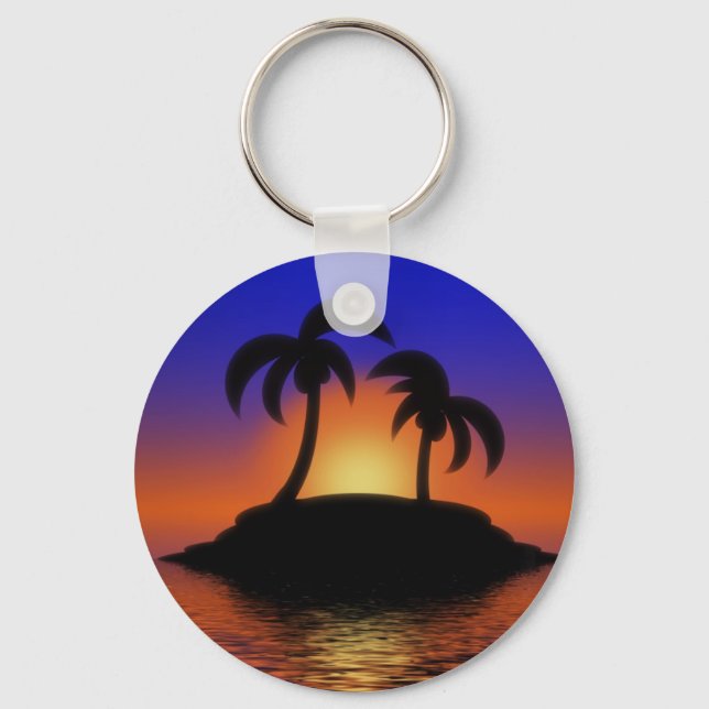 Palm Tree Sunset Key Ring (Front)