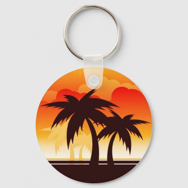 Palm Tree Sunset Keychain (Front)