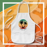 Palm Tree Sunset Kids Apron<br><div class="desc">Vibrant Retro Sun with a Black Palm Tree Silhouette.</div>