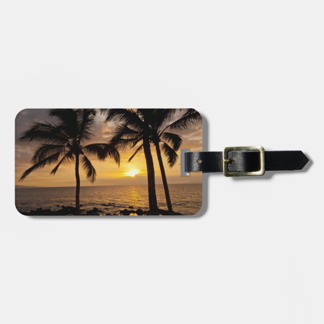 Palm tree sunset luggage tag (Front Horizontal)