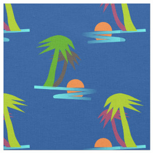 Palm Tree Sunset on Sea Pattern Customisable Fabric