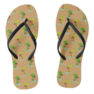 Palm Tree Sunset on Sea Pattern Customisable Flip Flops