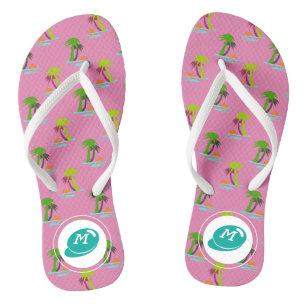 Palm Tree Sunset on Sea Pattern Customisable Flip Flops