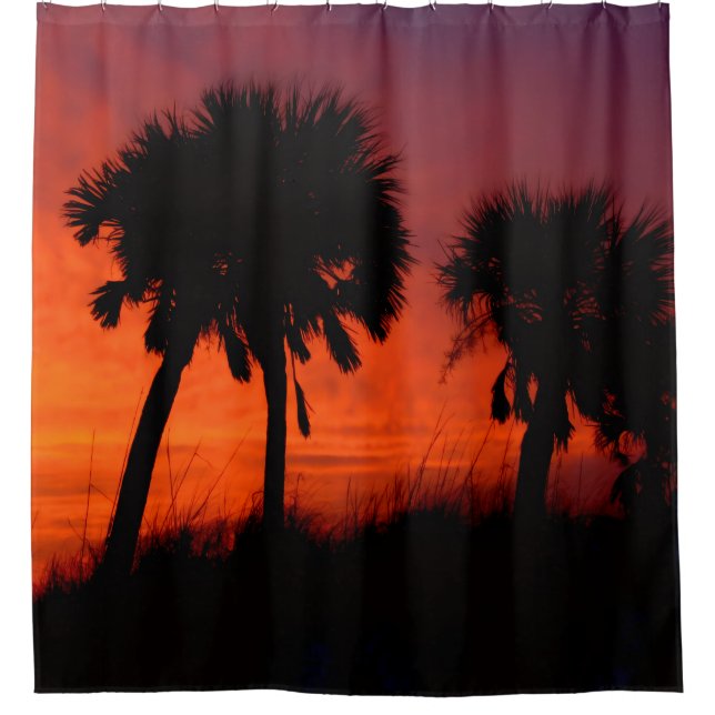 Palm Tree Sunset Shower Curtain (Front)