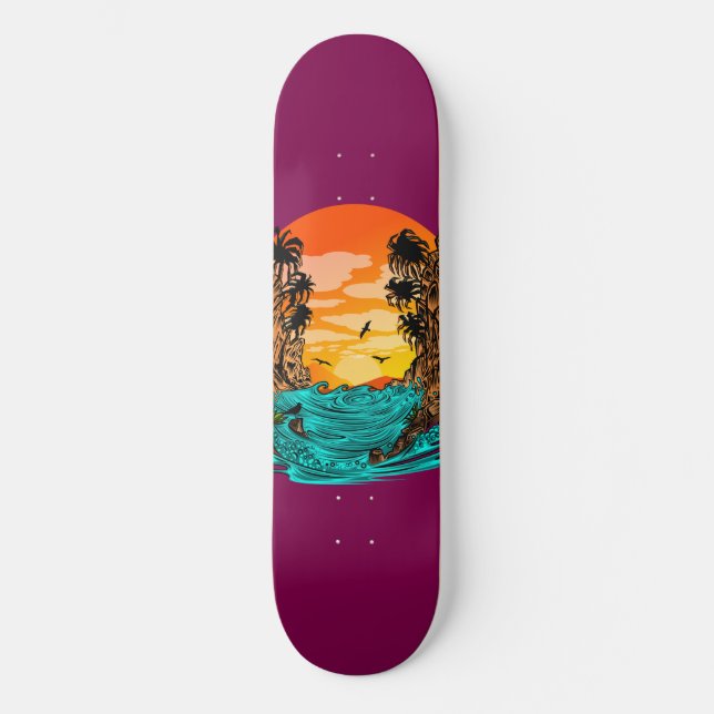 Palm Tree Sunset Skateboard (Front)