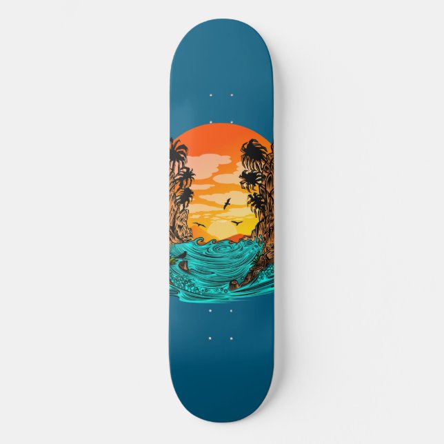 Palm Tree Sunset Skateboard (Front)