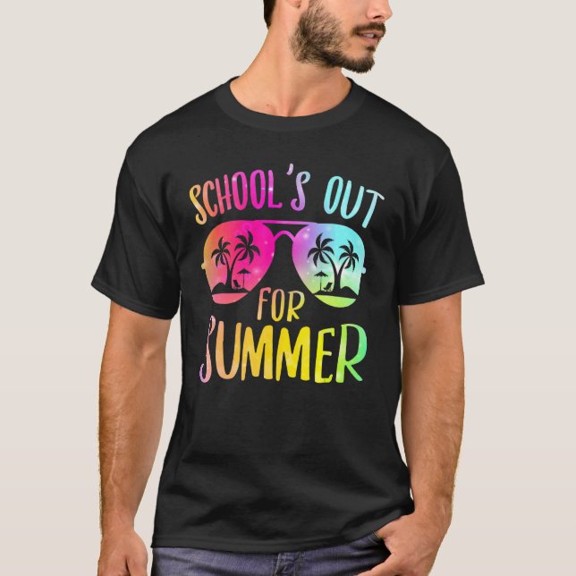 Palm Tree Sunset Sunglasses Schools Out For Summer T-Shirt (Front)