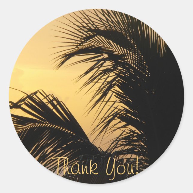 Palm Tree Sunset Thank you sticker (Front)