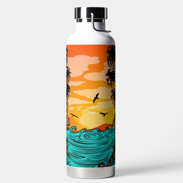 Palm Tree Sunset Water Bottle (Left)