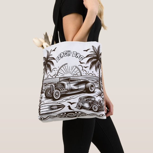 Palm Tree Surf Ride Colouring  Tote Bag (Close Up)