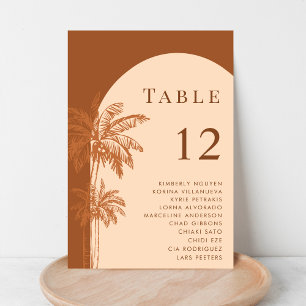 Palm Tree Terracotta Cream Boho Seating Chart Table Number