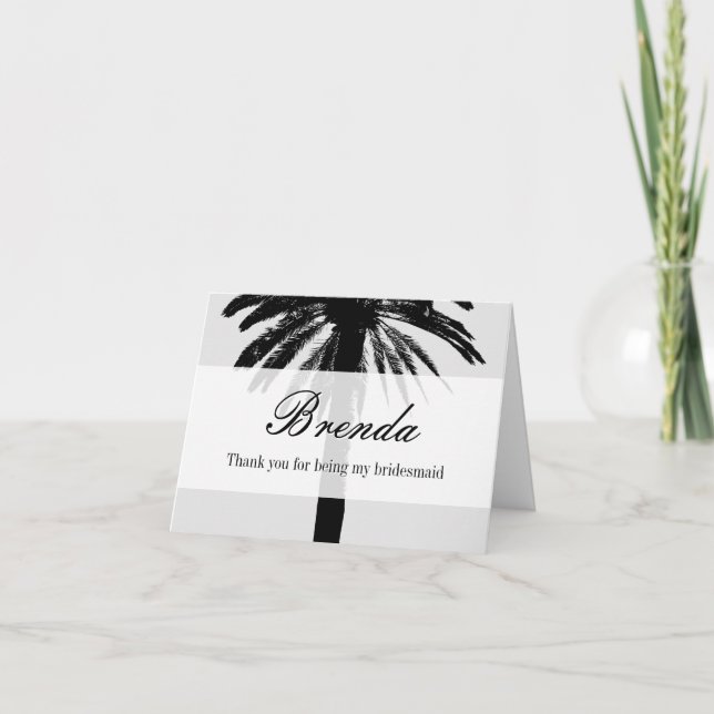 Palm tree thank you for being my bridesmaid cards (Front)