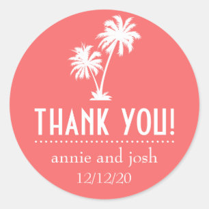 Palm Tree Thank You Labels (Coral)