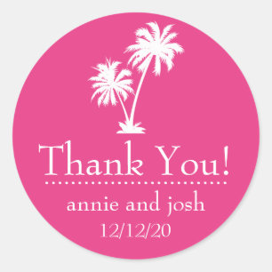 Palm Tree Thank You Labels (Dark Pink)