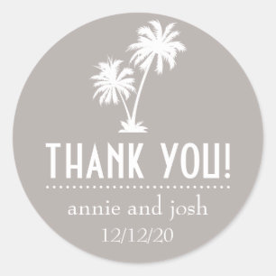 Palm Tree Thank You Labels (Sand Taupe Grey)