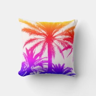palm tree tiki sunset pink orange purple cushion