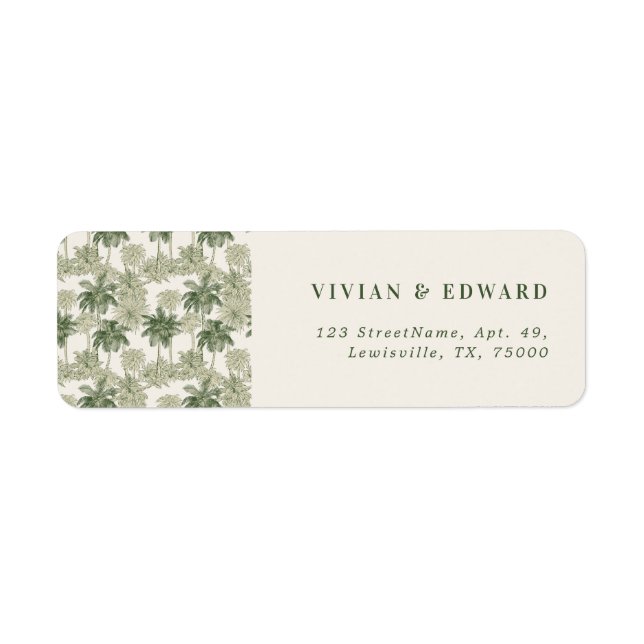 Palm Tree Toile De Jouy Wedding Return Address (Front)