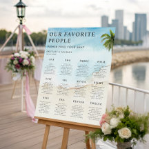 Palm Tree Tropical 12 Tables Wedding Seating Chart