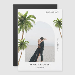 Palm Tree Tropical Arch Photo Destination Wedding Magnetic Invitation