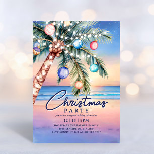Palm Tree Tropical Beach Christmas Invitation