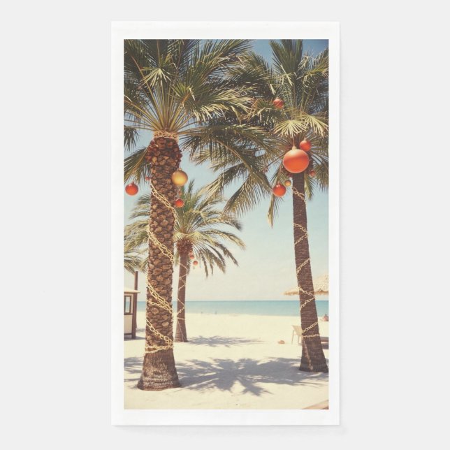 Palm Tree Tropical Beach Christmas  Napkin (Front)