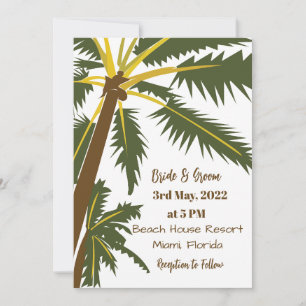 Palm Tree Tropical Beach Destination Wedding Invitation