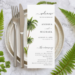 Palm Tree Tropical Beach Destination Wedding Programme
