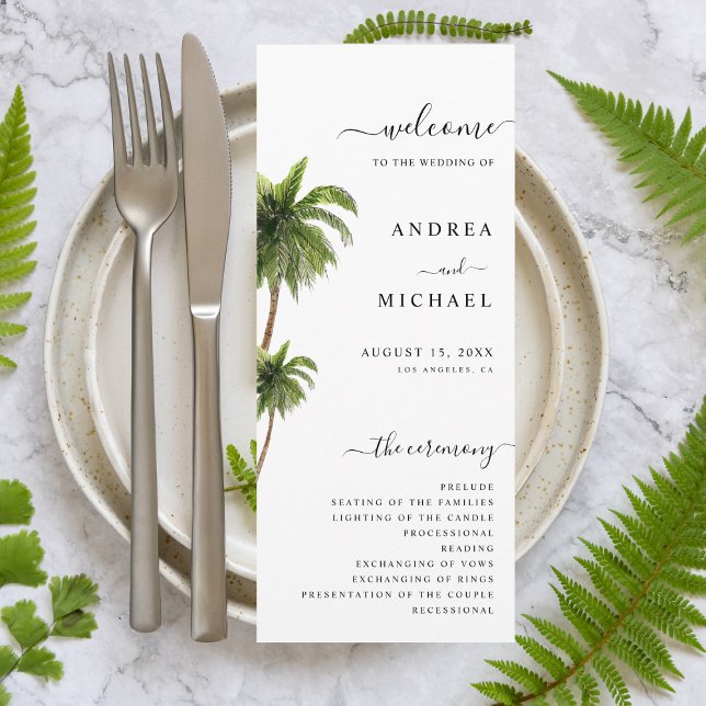 Palm Tree Tropical Beach Destination Wedding Programme (Creator Uploaded)