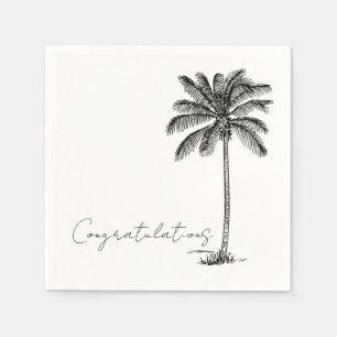 Palm Tree Tropical Beach Minimal Congratulations Napkin